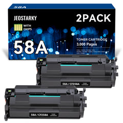 Jeostarky Compatible 58a hp Toner Cartridge Replacement for HP 58A CF258A 58X CF258X (with chip) Toner Cartridge for LaserJet Pro MFP M428fdw M404n M428fdn M404dn M430 Printer(2 Black)