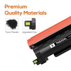 Jeostarky Compatible TN830XL TN830 Toner Replacement for Brother TN830XL TN830/XL/V Toner Work with HL-L2460DW HL-L2405W HL-L2400D HL-L2480DW MFC-L2820DW XL MFC-L2900DW DCP-L2640DW Printer (4 Black)