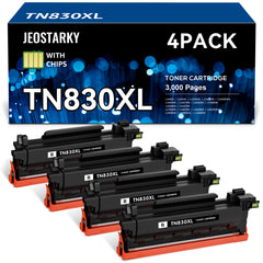 Jeostarky Compatible TN830XL TN830 Toner Replacement for Brother TN830XL TN830/XL/V Toner Work with HL-L2460DW HL-L2405W HL-L2400D HL-L2480DW MFC-L2820DW XL MFC-L2900DW DCP-L2640DW Printer (4 Black)